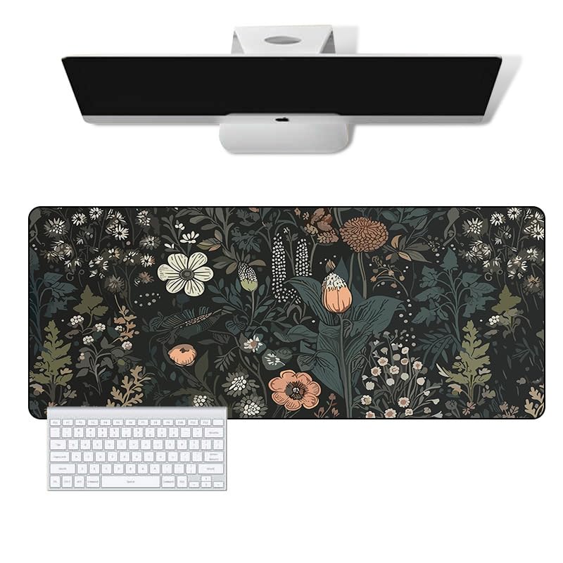 Gaming Mouse Pad, Large Size 90 X 40CM (35.4”x15.7”) Keyboard pad, Flowers Desk Mat Extended Speed