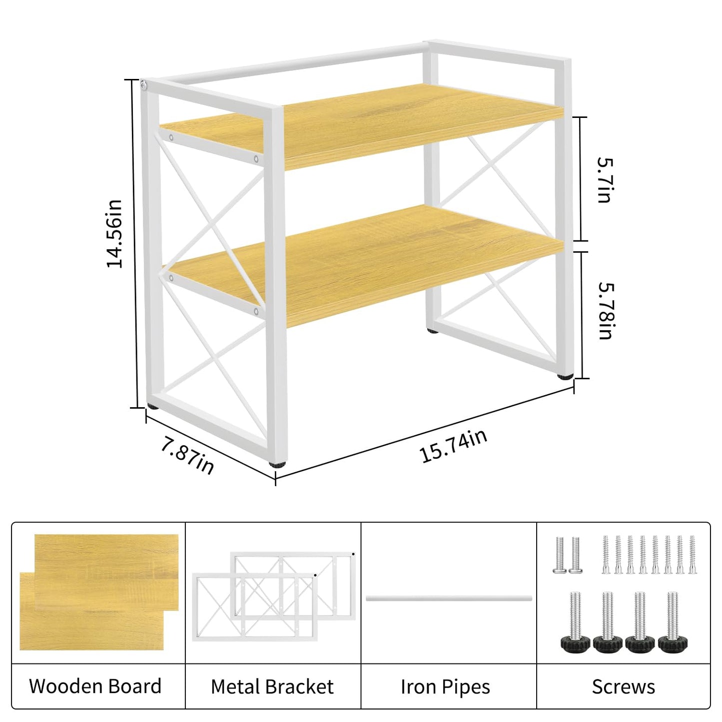 YINMIT Desktop Shelf Organizer, 2 Tier Office Shelves, Wood Desk Organizer Storage Rack and