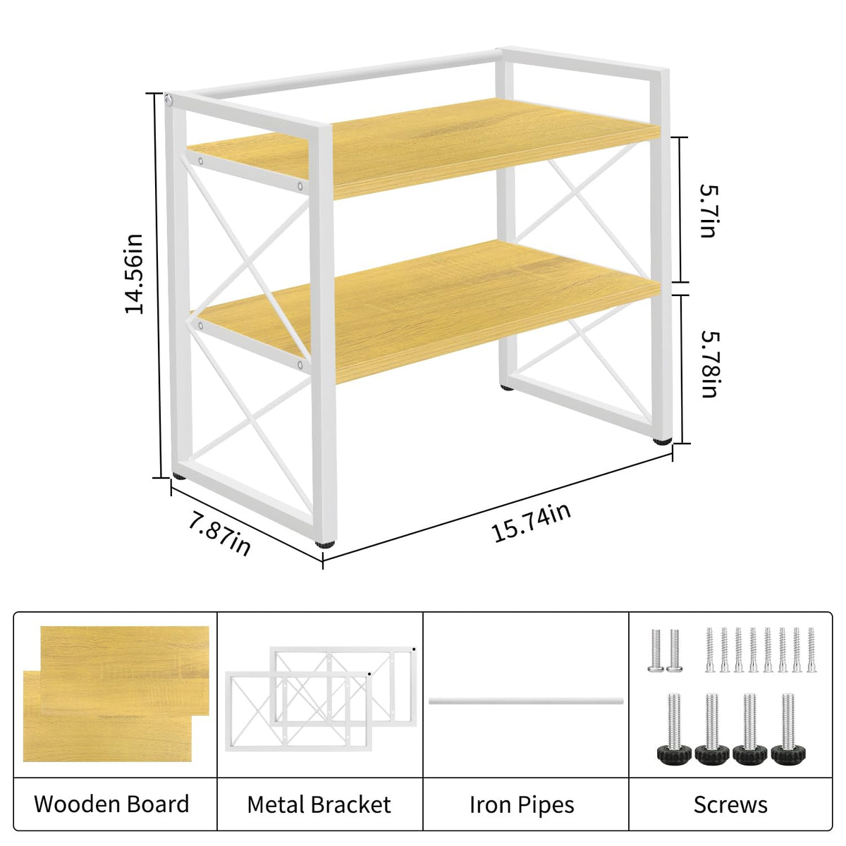 YINMIT Desktop Shelf Organizer, 2 Tier Office Shelves, Wood Desk Organizer Storage Rack and