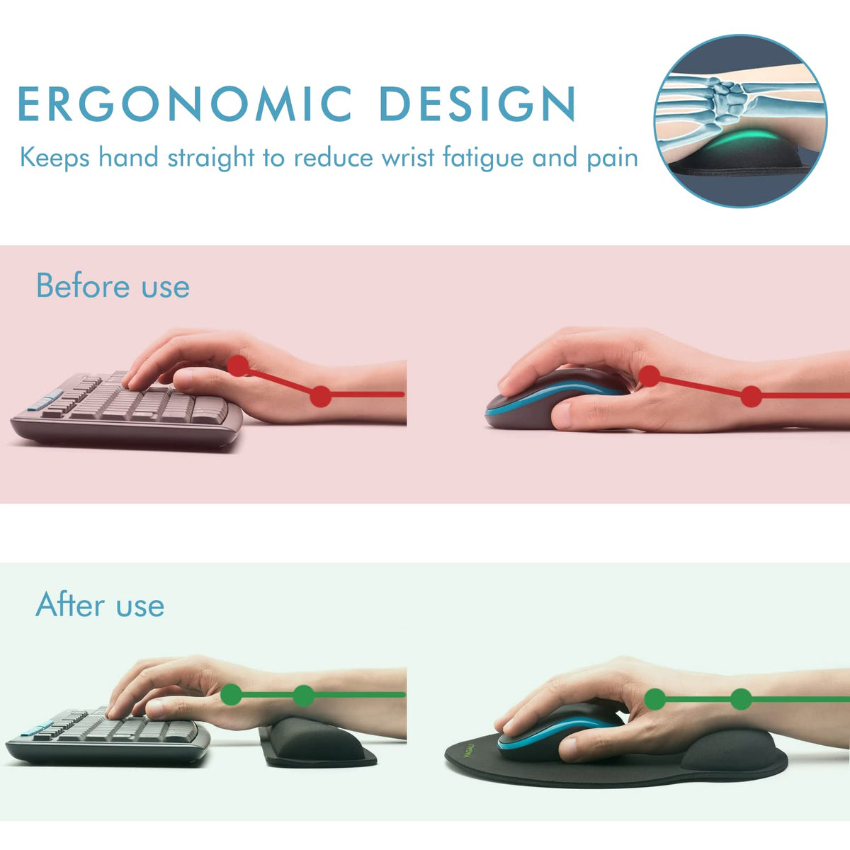 Comfy Mee Premium Memory Foam Keyboard and Mouse Wrist Rest Pads Set- for Comfortable Typing &Wrist