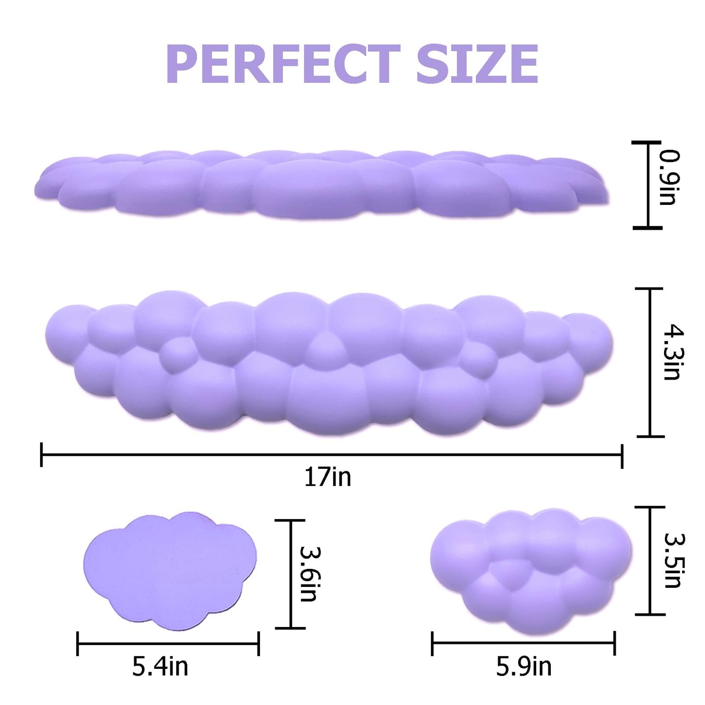 Cloud Wrist Rest Keyboard, Ergonomic Office Keyboard Wrist Rest, Purple