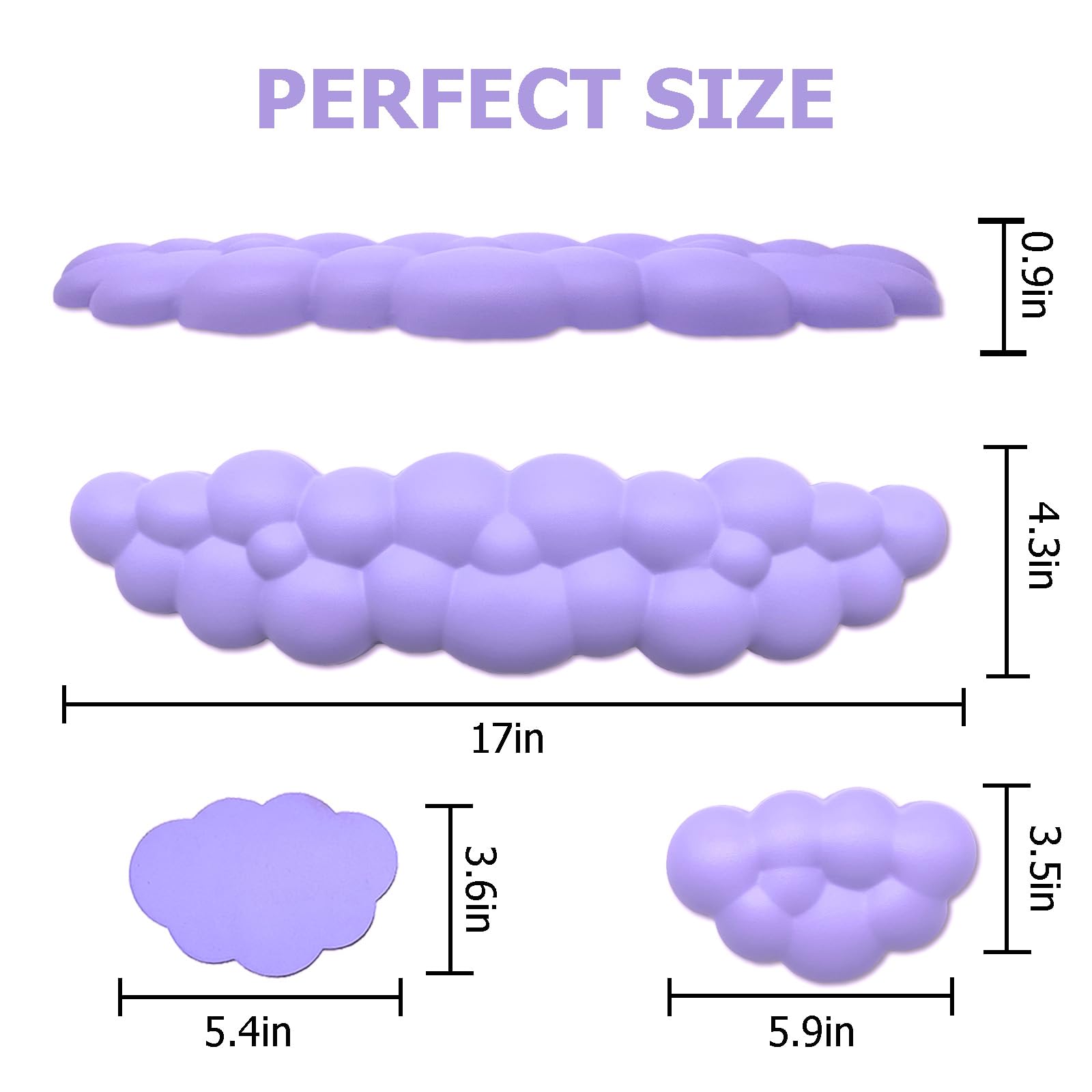 Cloud Wrist Rest Keyboard, Ergonomic Office Keyboard Wrist Rest, Purple