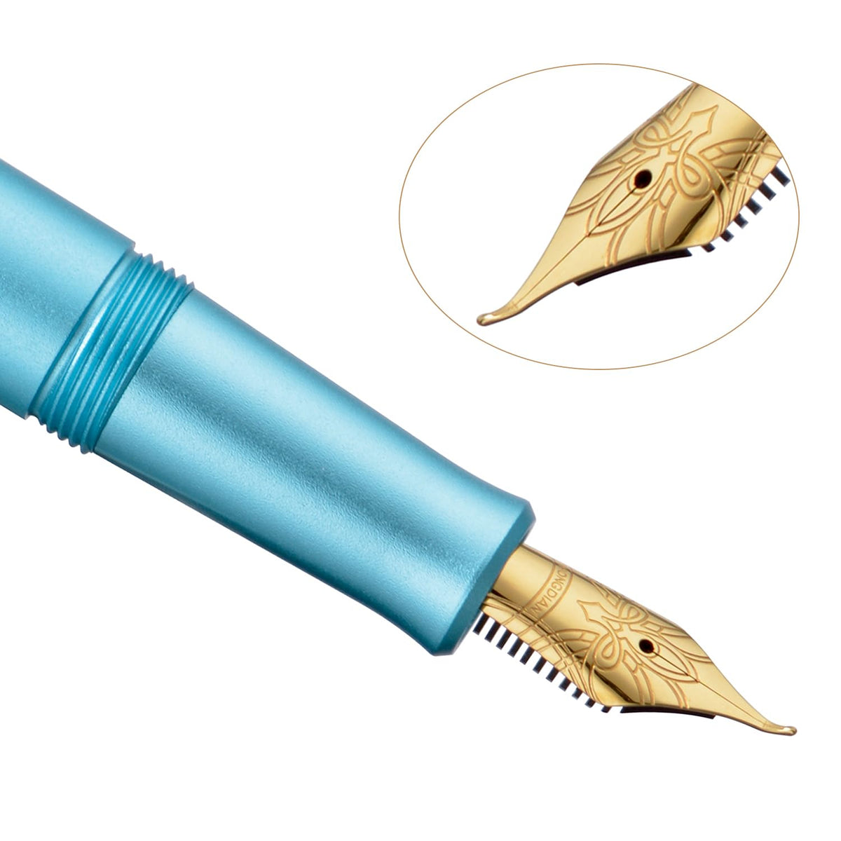 HONG DIAN M2 Black Forest Mini Fountain Pen, Bent Nib & Sleek Shape Aluminium Short Pocket Travel