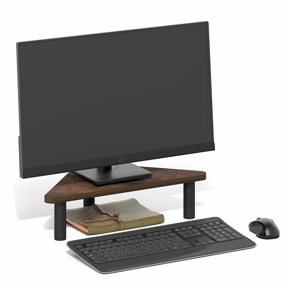 Furinno Turn-N-Tube Monitor Stand Riser, 19.6" Wide Triangle Corner Monitor Riser, Laptop Stand for