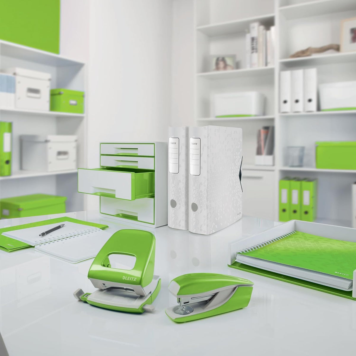 Leitz 53611054 A4 Letter Tray, Wow Range, White/Green