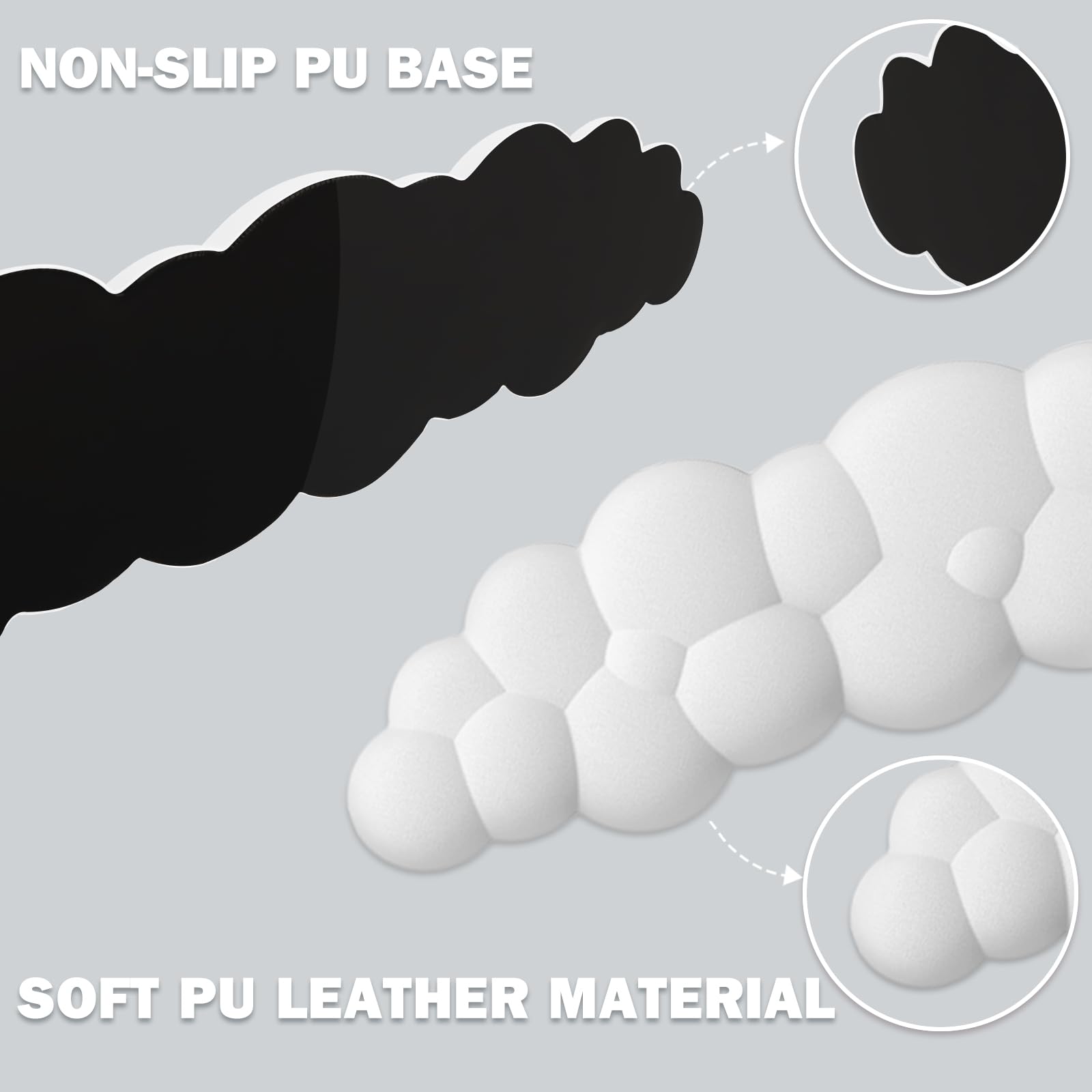 Lauspuck Cloud Keyboard Wrist Rest Pad Set,Enlarge PU Leather Memory Foam Wrist Cushion