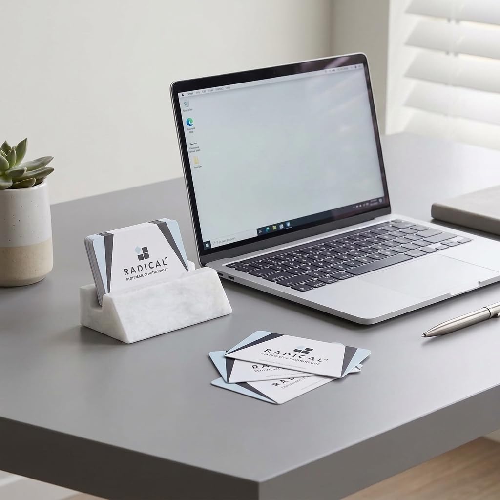 Marble Business Card Holder for Desk Organizer Stand 25 Cards Display