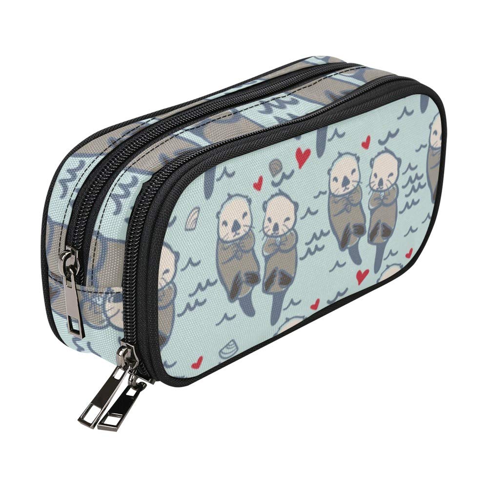 ANANGTEE Sea Otters Pencil Case Pouch for Girls Boys Lovers 10