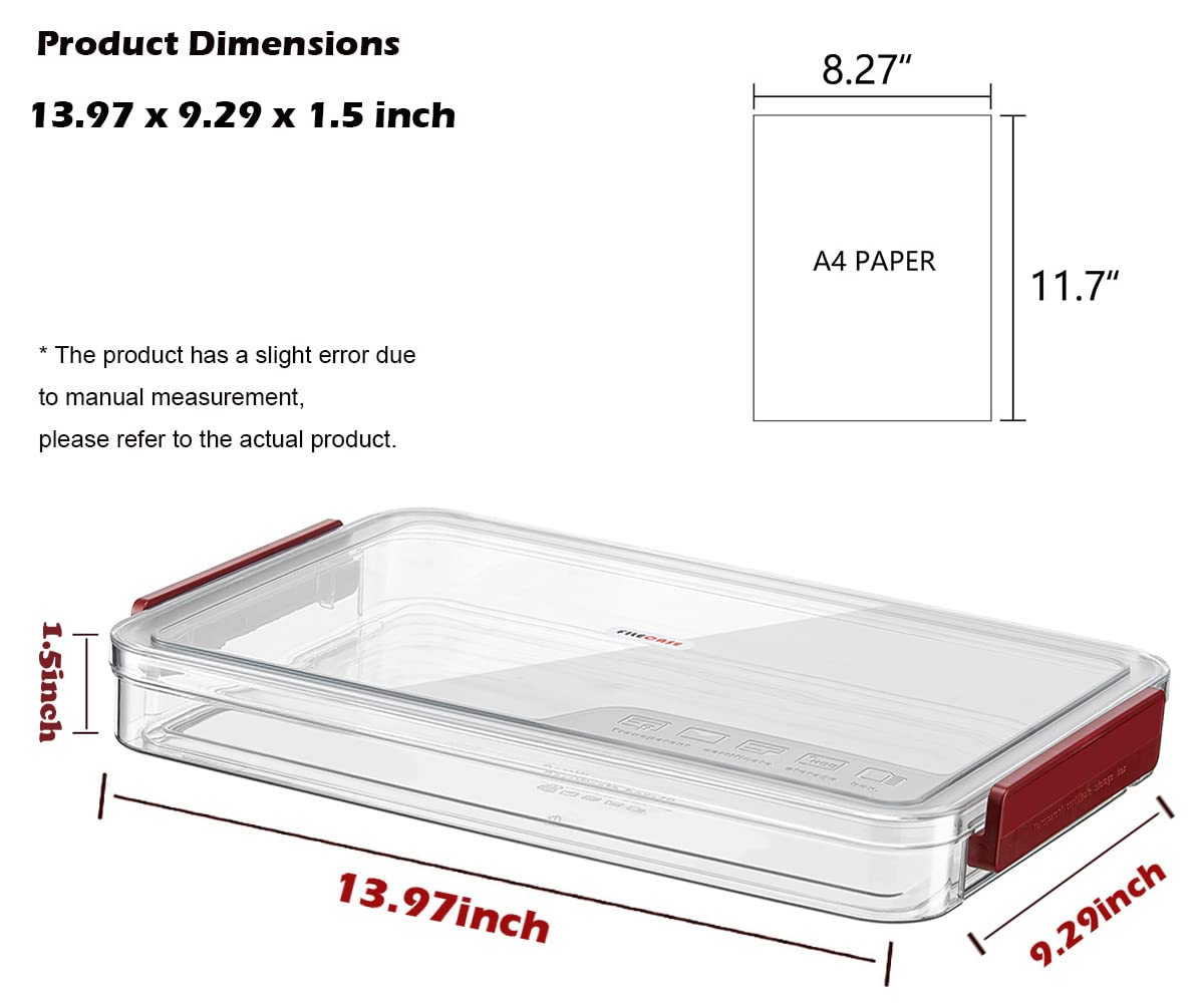 Comforhous 2 Pack Document Storage Clear Plastic Storage Boxes with Lids Stackable Storage Bins
