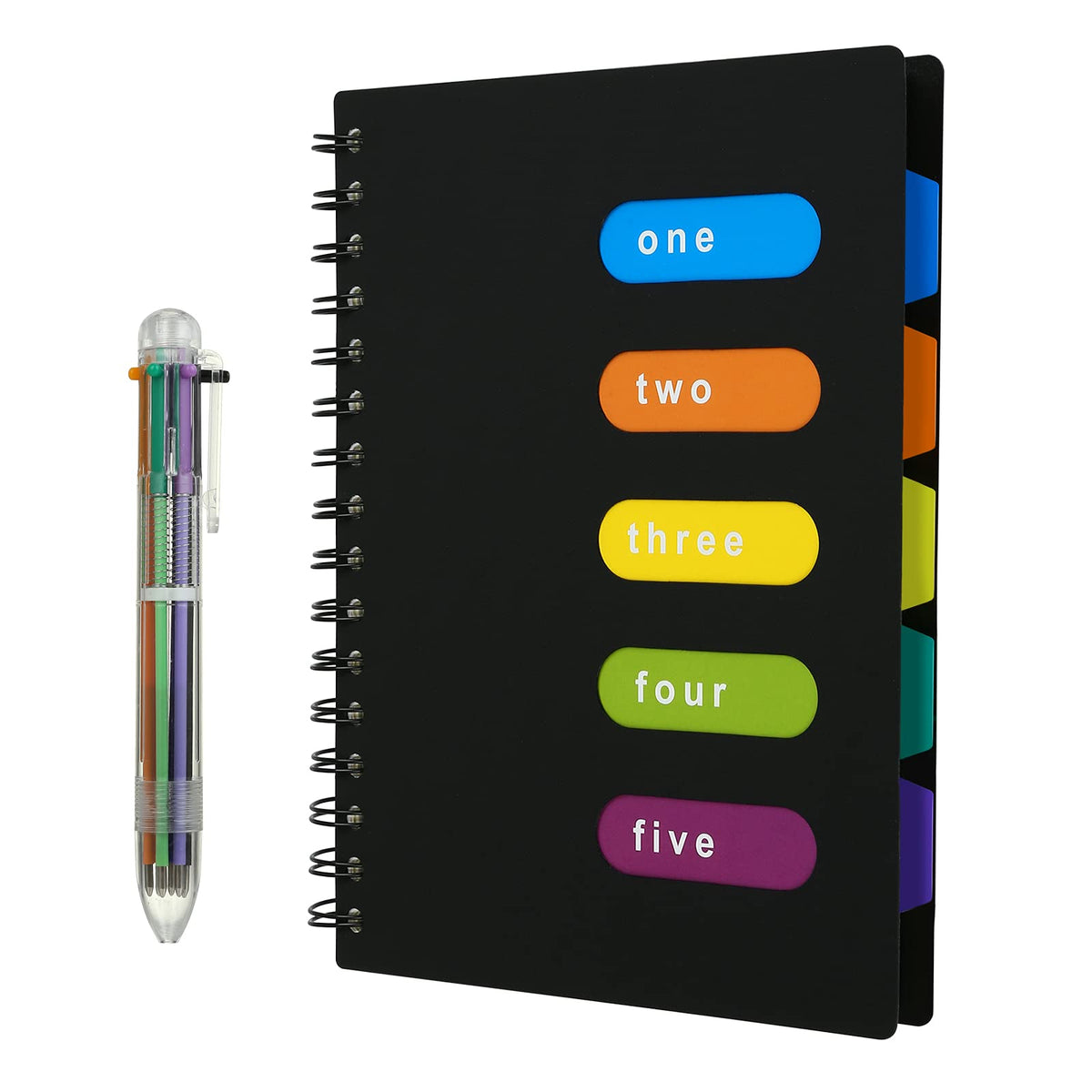 KESOTE Spiral Notebook with Divider Tabs, Professional Notebooks for Work School, Wide Ruled 5