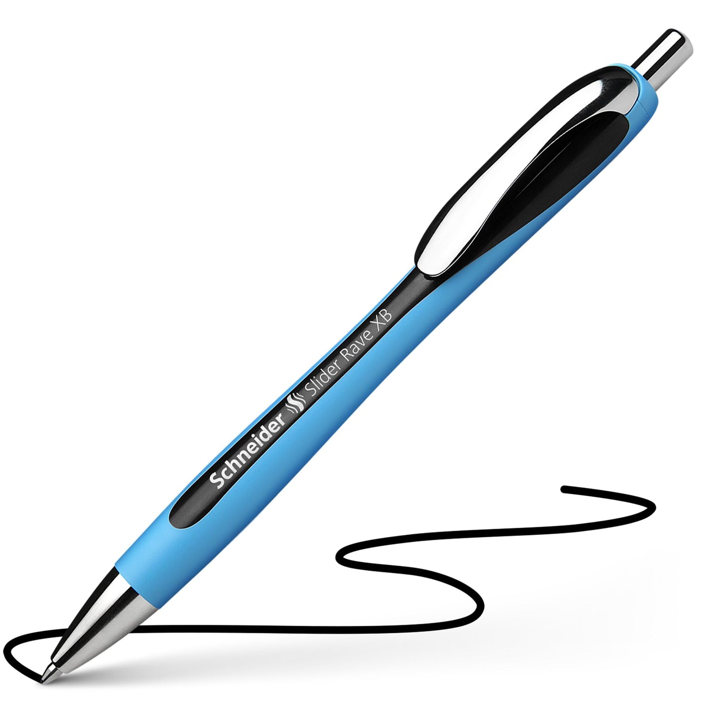 Schneider Slider Rave XB (Extra Broad) Ballpoint Pen, Refillable + Retractable, 1.4 mm, Light Blue