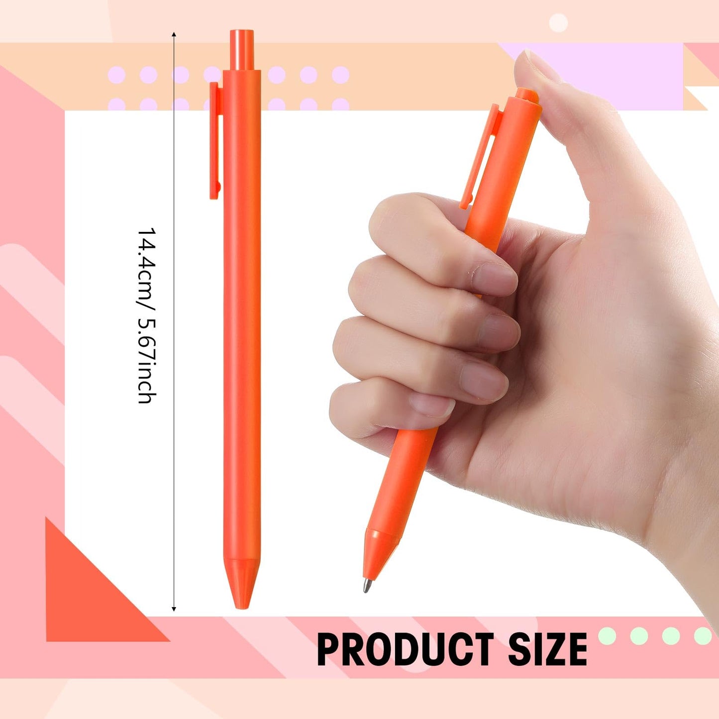 Fulmoon 50 Pcs Cute Pens Retractable 1.0mm, Orange Black Ink