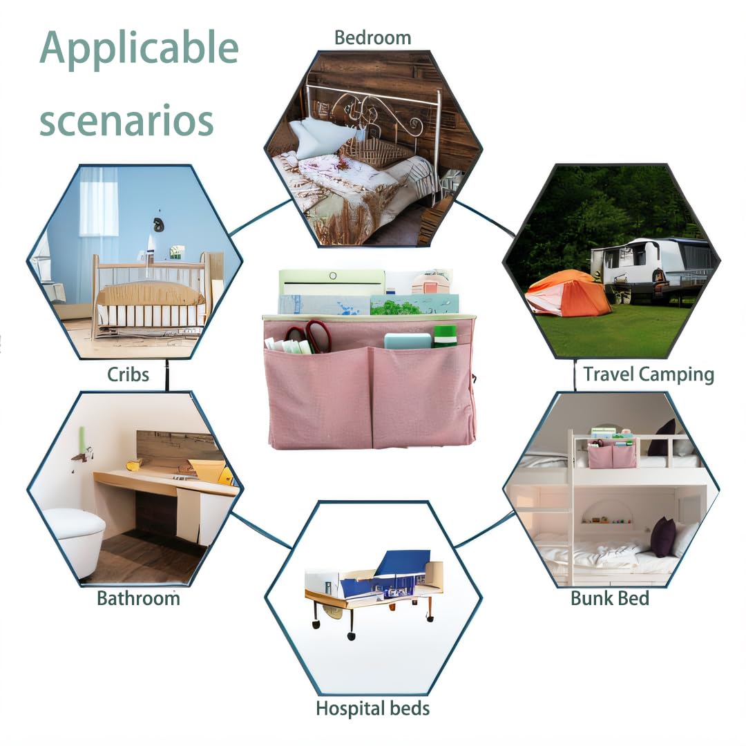 Someteth 2-Pack Bedside Caddy Bedside Hanging Storage Basket Multi-Function Organizer Caddy for