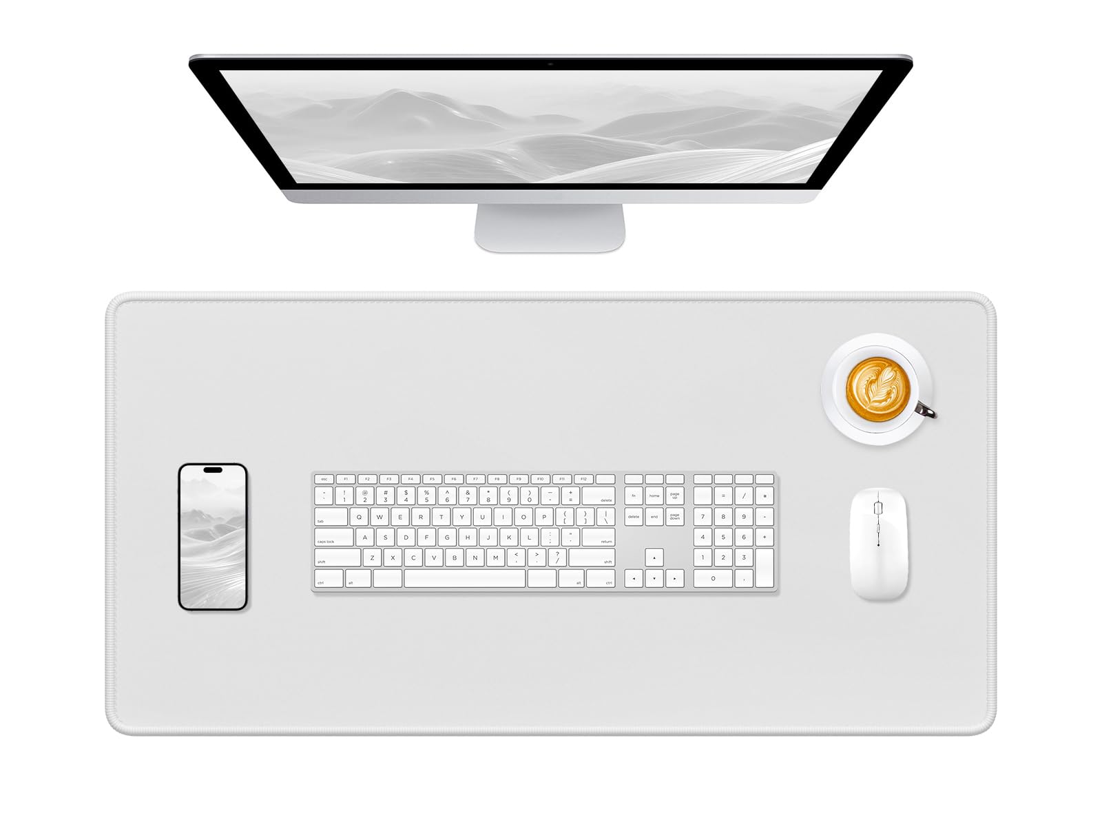 Hsurbtra Desk Pad, 32" x 16" Premium-Textured Desk Mat, Stitched Edge Anti-Slip Waterproof Rubber