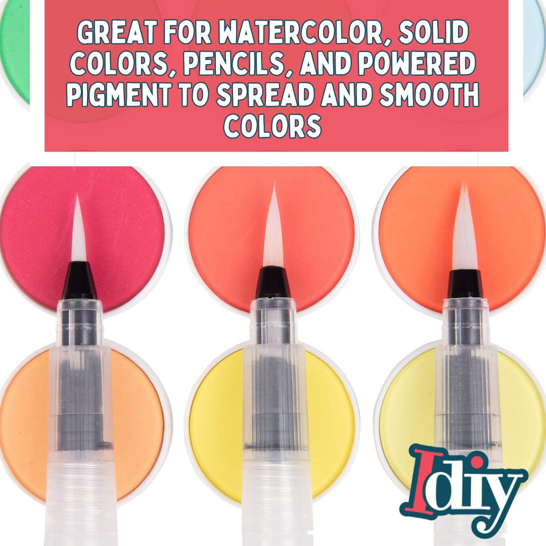 Refillable Watercolor Brush Pens Set of 24 – Water Brush Pens with 3 Tip Sizes (3mm, 4mm, 5mm)