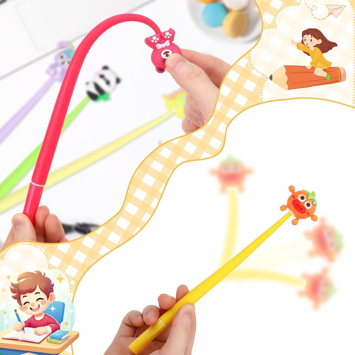 SANNIX 50Pcs Squishy Pens, Cute Fun Pens, Cartoon Bobblehead Pen