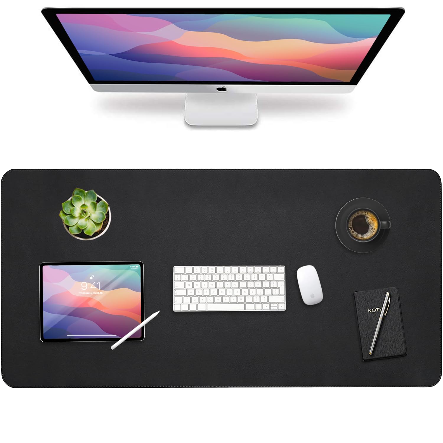 Vine Creations Leather Desk Mat Large 44" x 22", Desk Protector Mat, PU Leather Desk Pad, Non-Slip