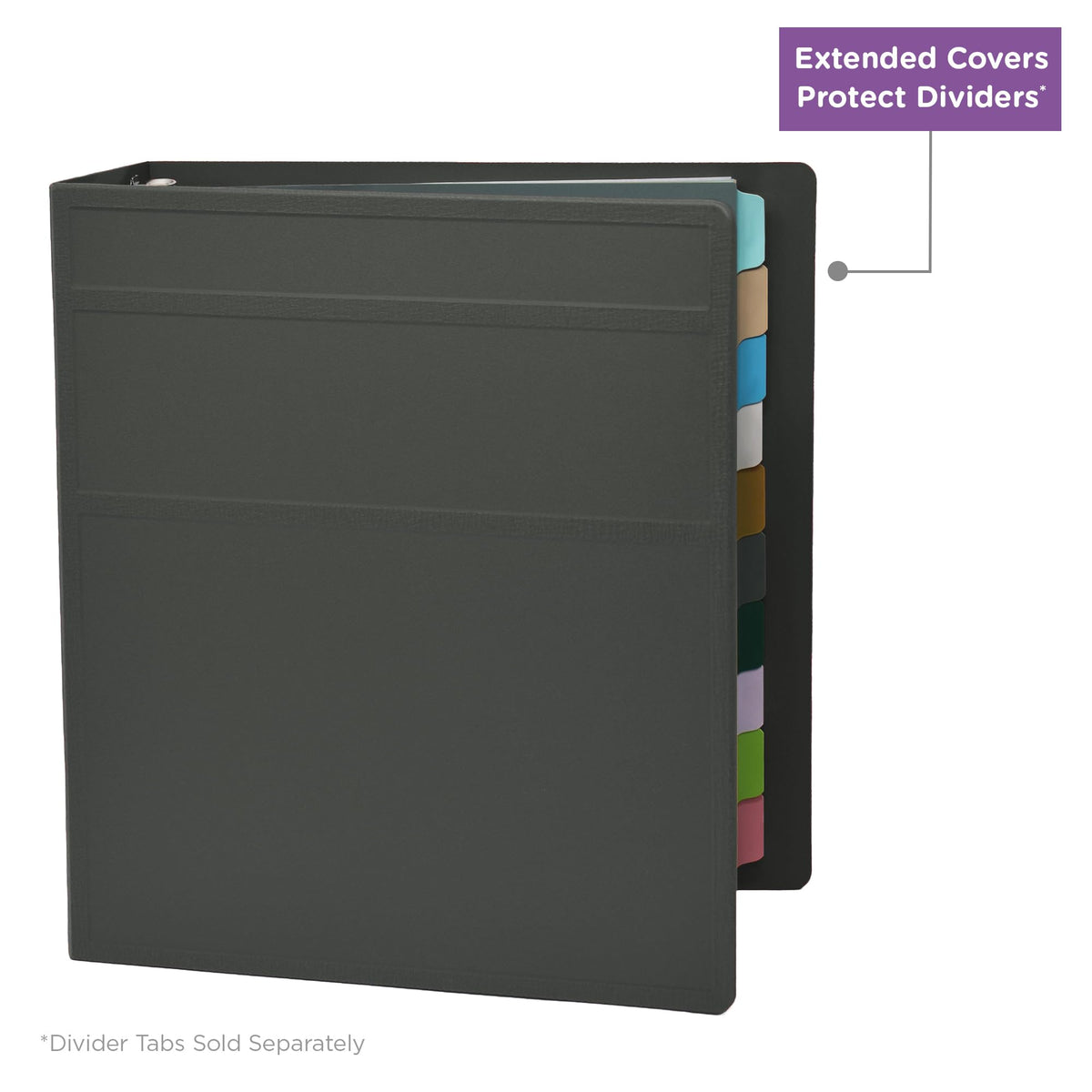 Carstens 3-Inch Heavy Duty 3-Ring Binder - Side Opening, Charcoal Gray, Durable Plastic, Precision
