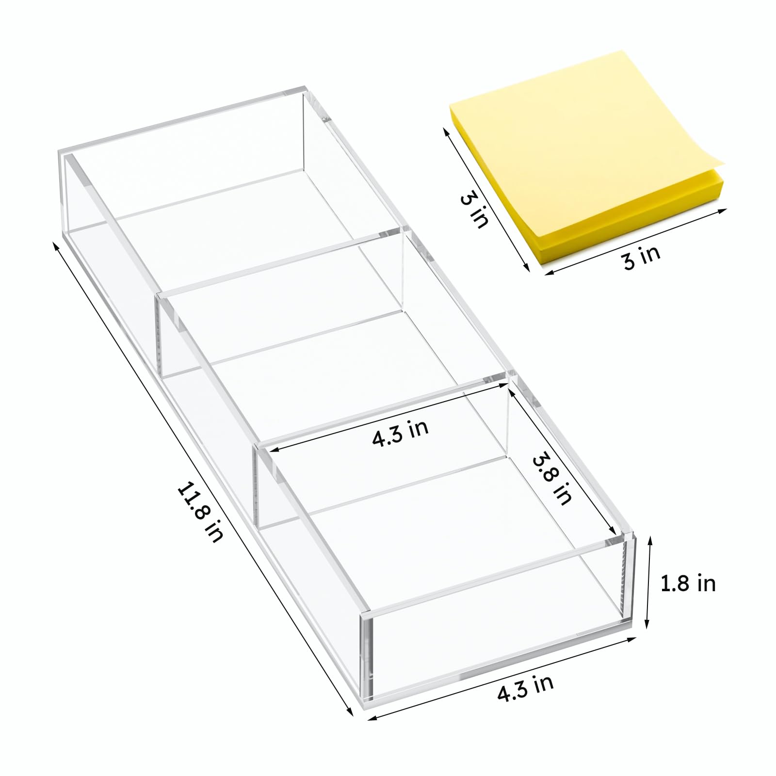 HIIMIEI 3 Section Acrylic Drawer Organizer Tray