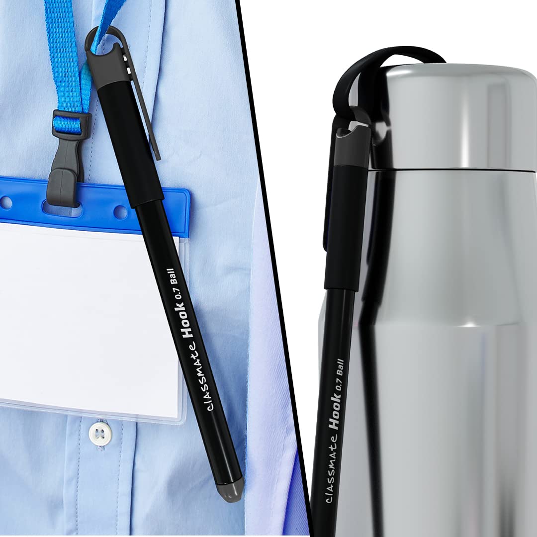 Classmate Hook Ball Pen|Black Ball Pens| Pack of 10