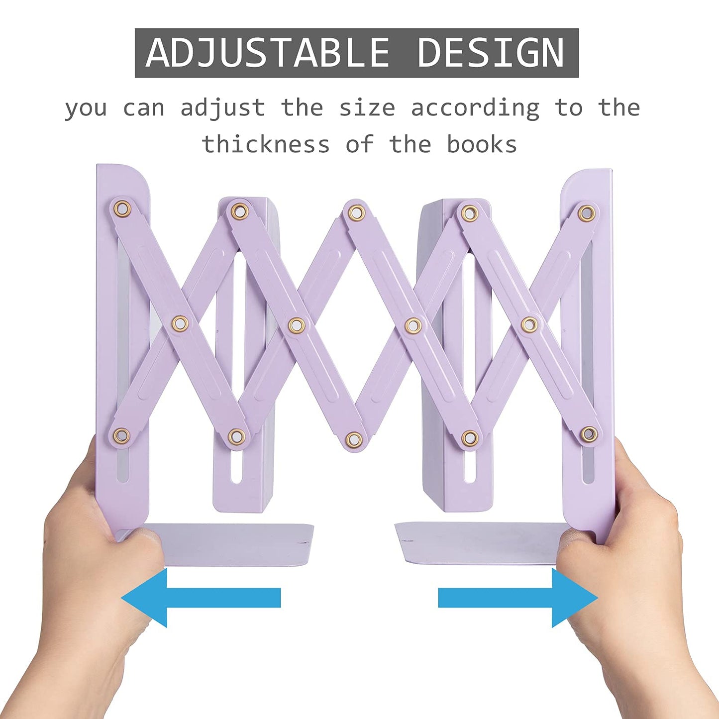 Aobopar Adjustable Metal Book Ends for Shelves Purple