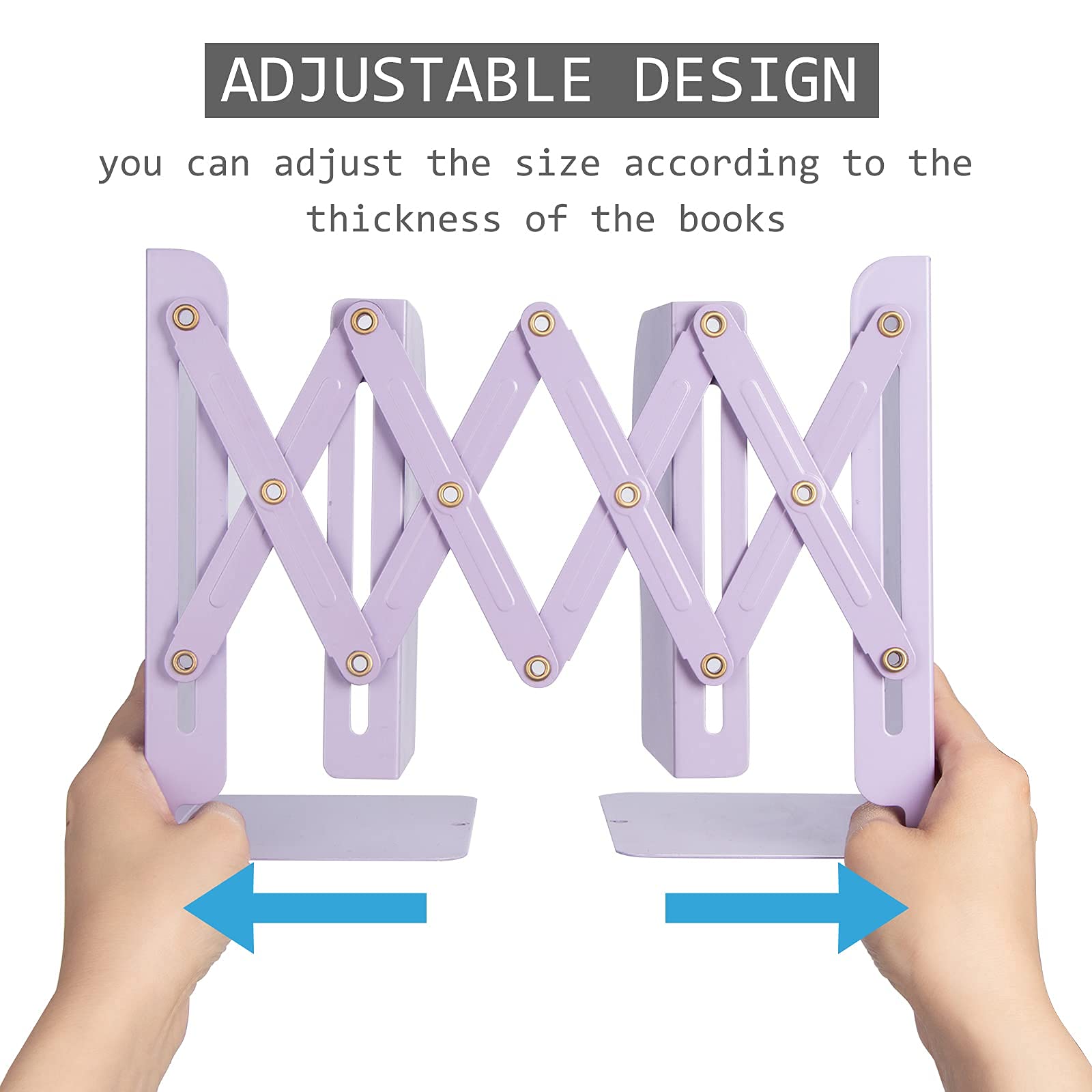 Aobopar Adjustable Metal Book Ends for Shelves Purple