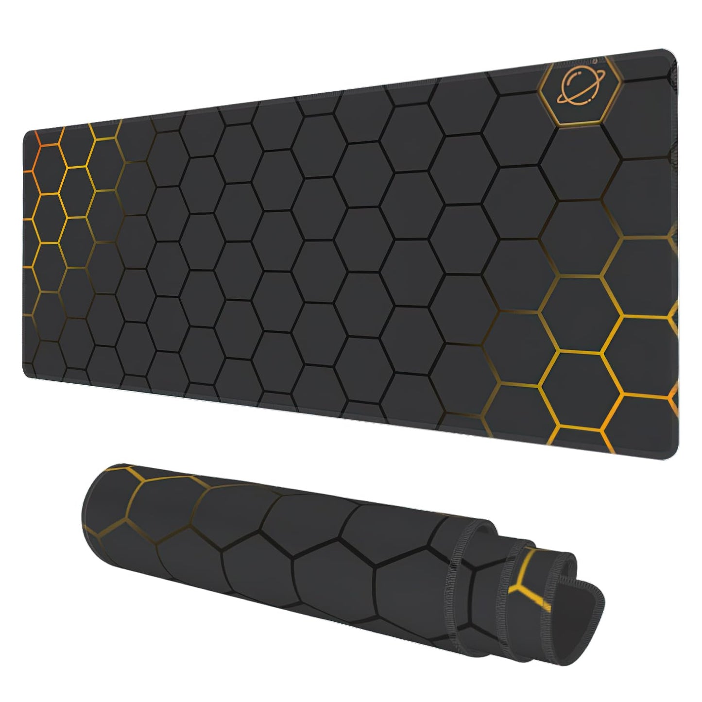 Desk Mat, Black Gold Honeycomb Technology Extended Gaming Mouse Pad Large, 31.5"x11.8" Big Mouse