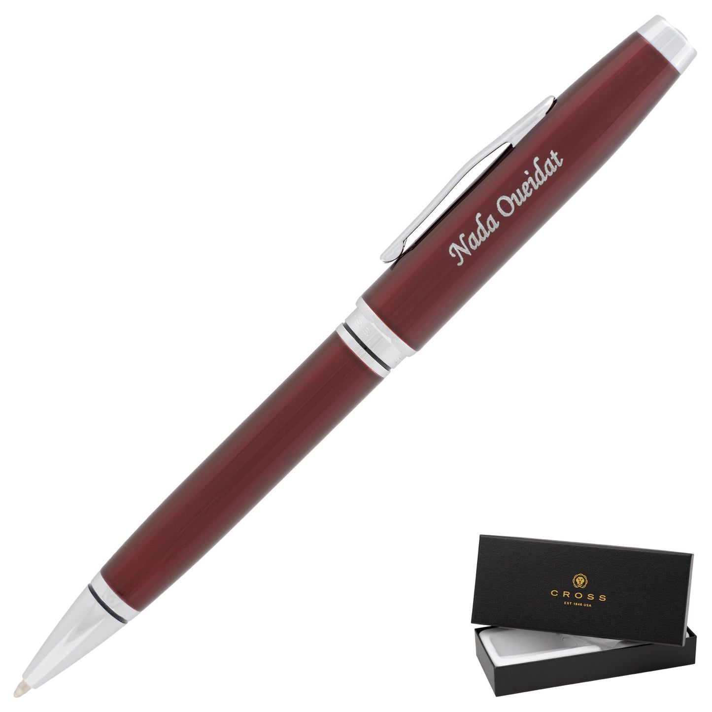 Cross Coventry Personalized Ballpoint Pen in Red Lacquer with Chrome Trim