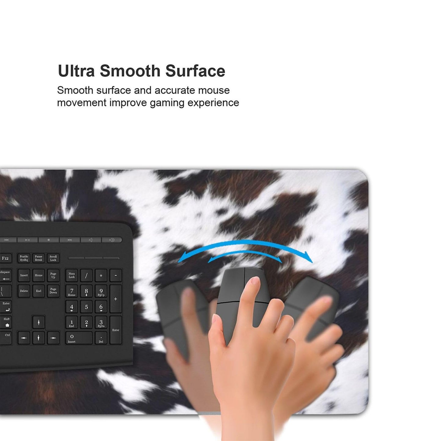 Gaming Mouse Pad, Large Non-Slip Rubber Base Mousepad, Keyboard Mouse Mat, Desk Pad with Stitched
