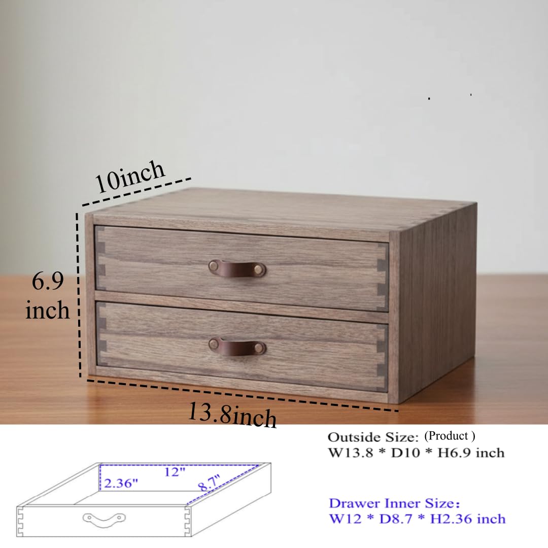 DDYURI Wood 2 Drawer Desktop Organizer Cabinet - Desk Storage Box for Kitchen Counter, Dresser