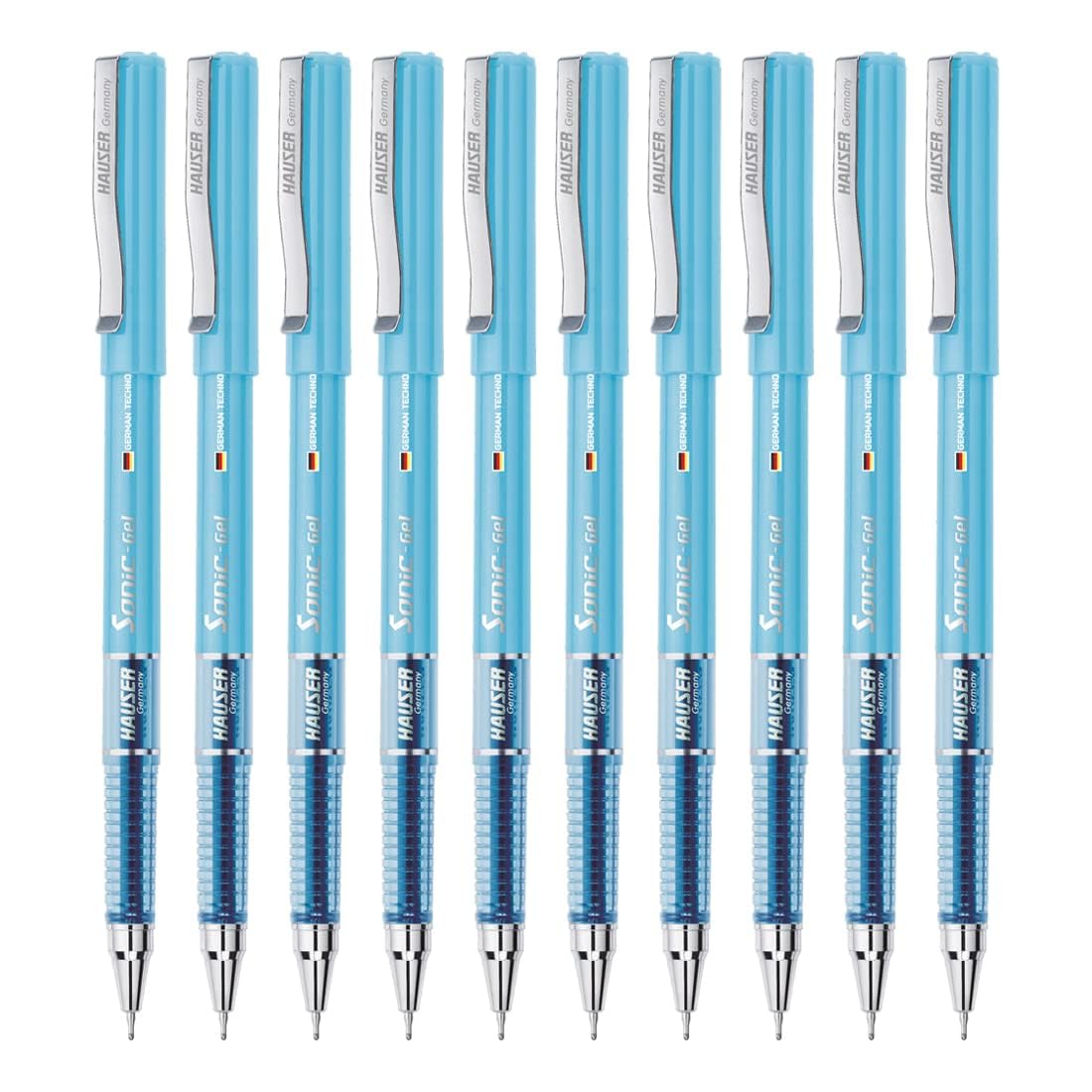 Hauser Sonic 0.55mm Gel Pen Box Pack | Attractive Foiled Body | Stylish Metal Clip | Refillable &