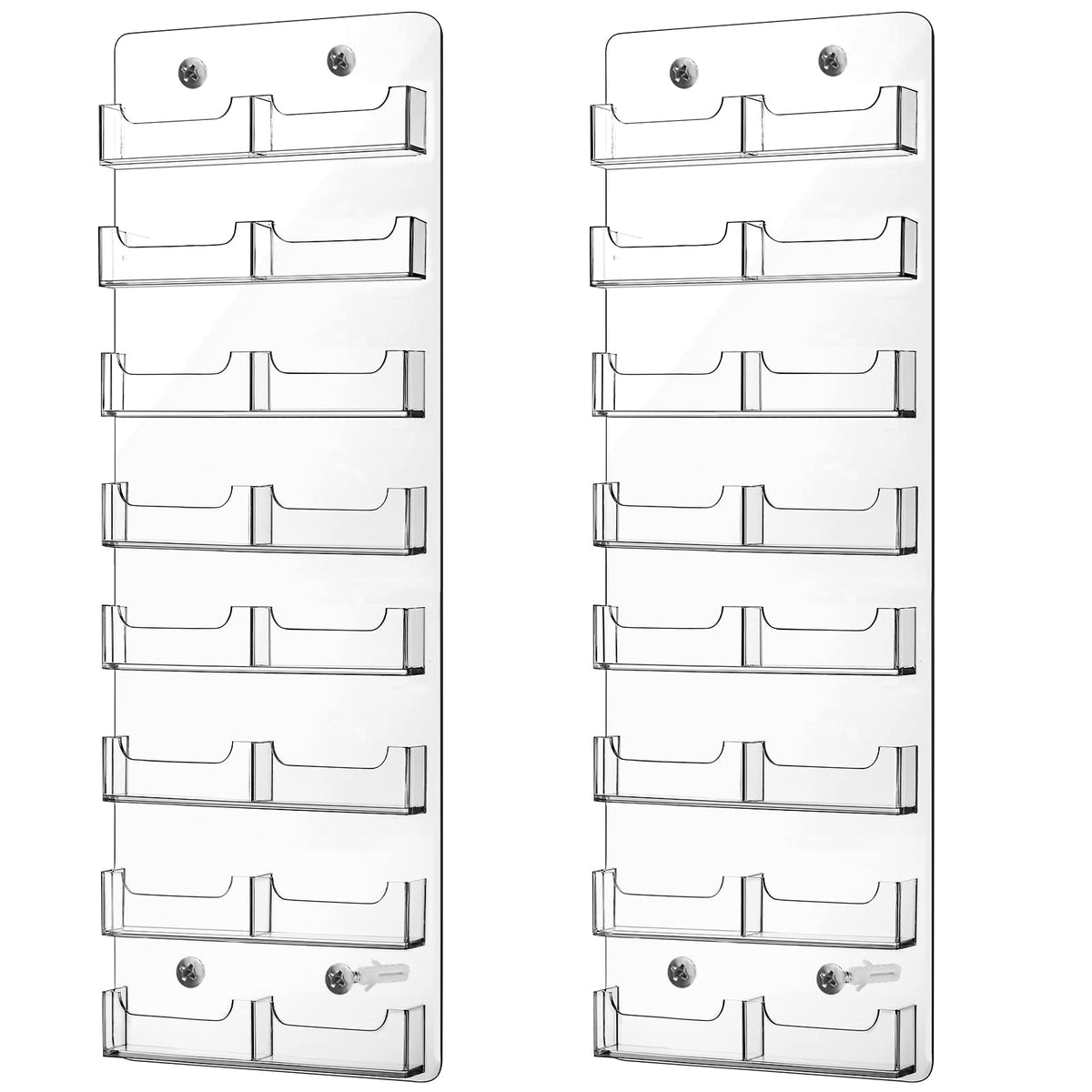 Lincia 2 Pcs Acrylic Business Card Holder, 59.5x20cm, 16 Pockets Vertical