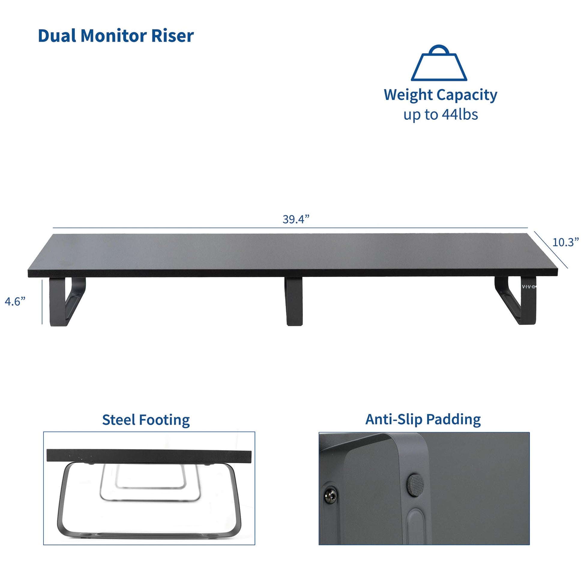 VIVO 39 inch Extra Long Monitor Stand, Wood & Steel Desktop Riser, Dual Screen, TV, Keyboard