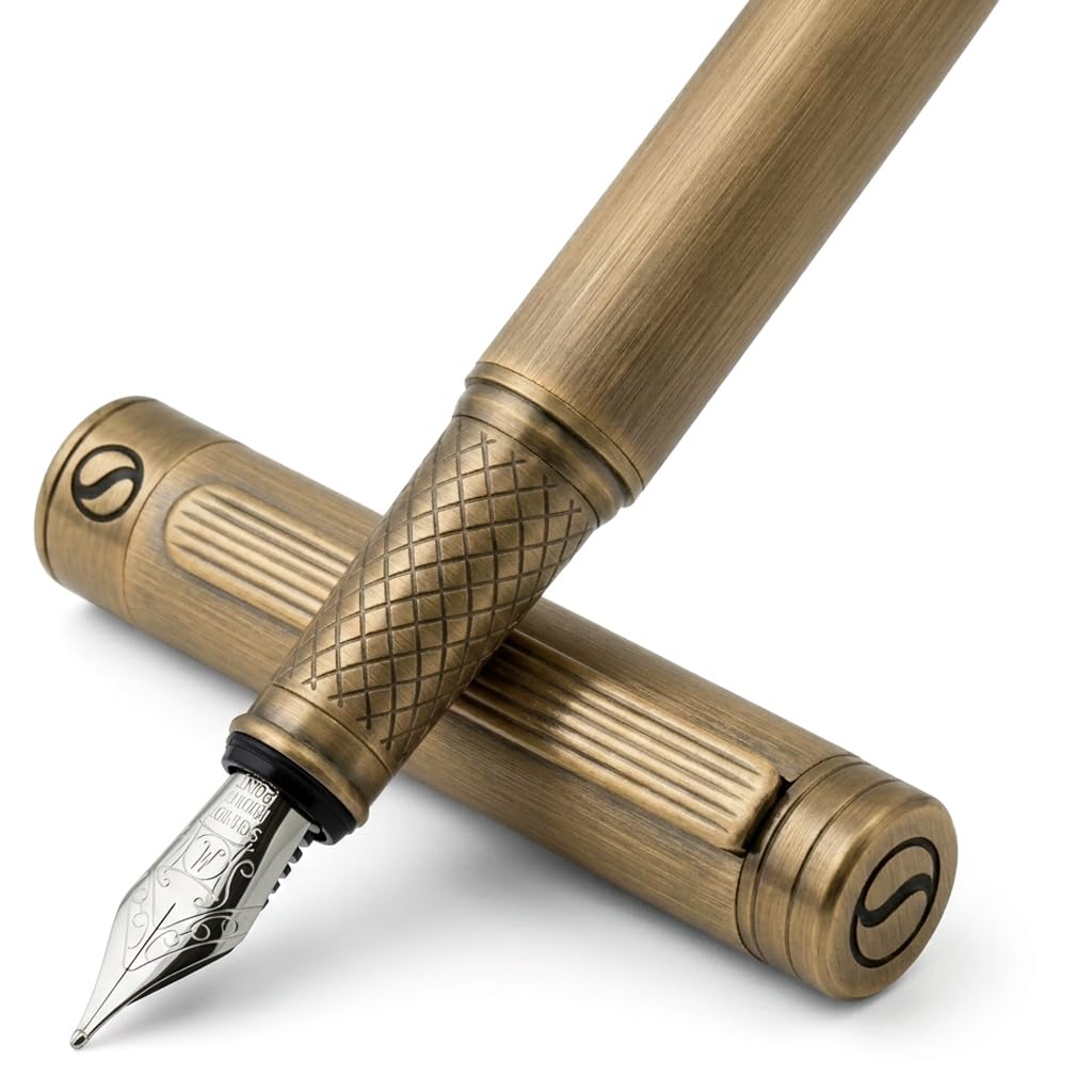 Scriveiner Luxury Fountain Pen - Stunning Bronze Luxury Pen, Schmidt Gilded Nib (Medium)