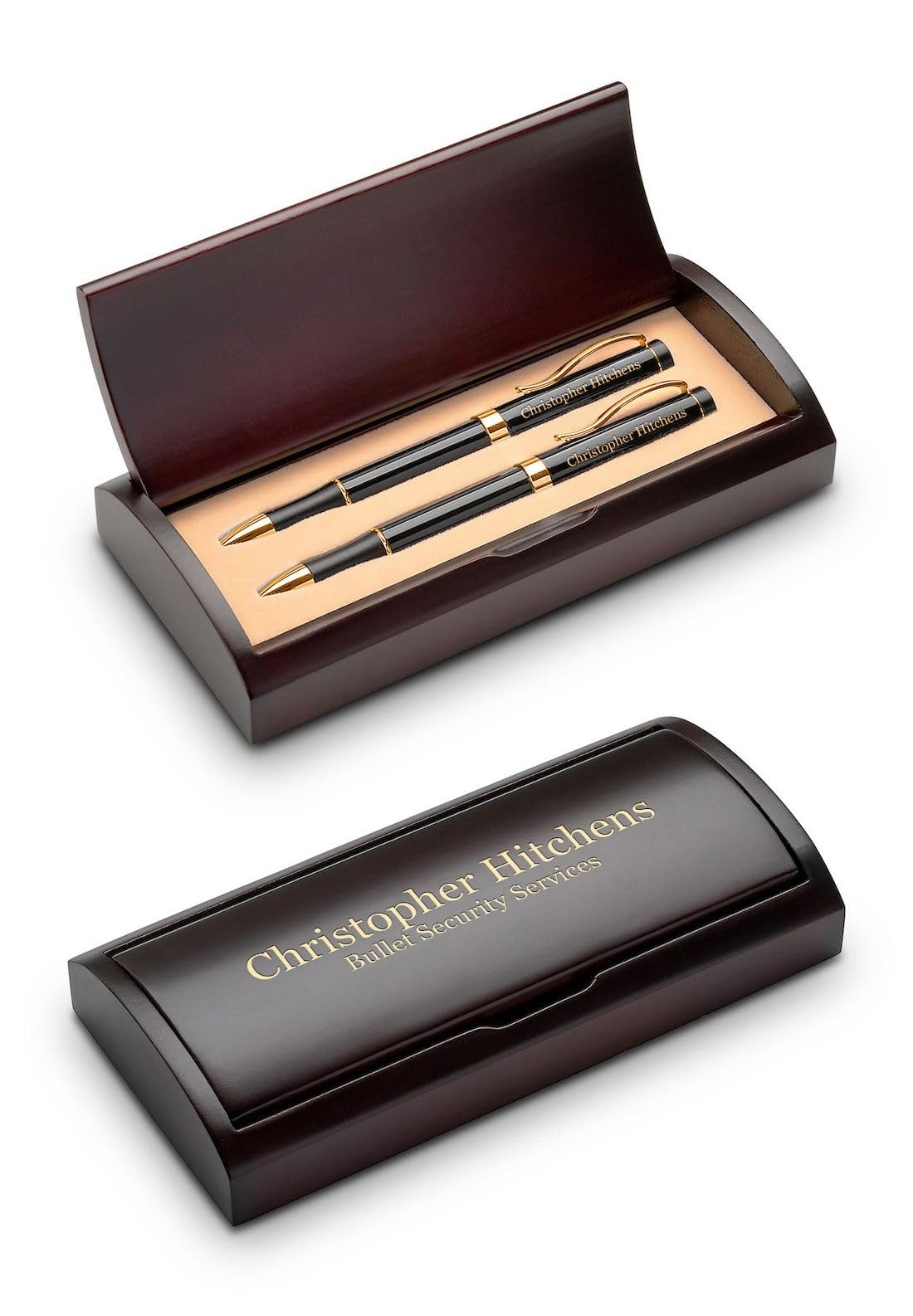 Executive Gift Shoppe | Personalized Ballpoint Pen & Pencil Set in Rosewood Box with Custom