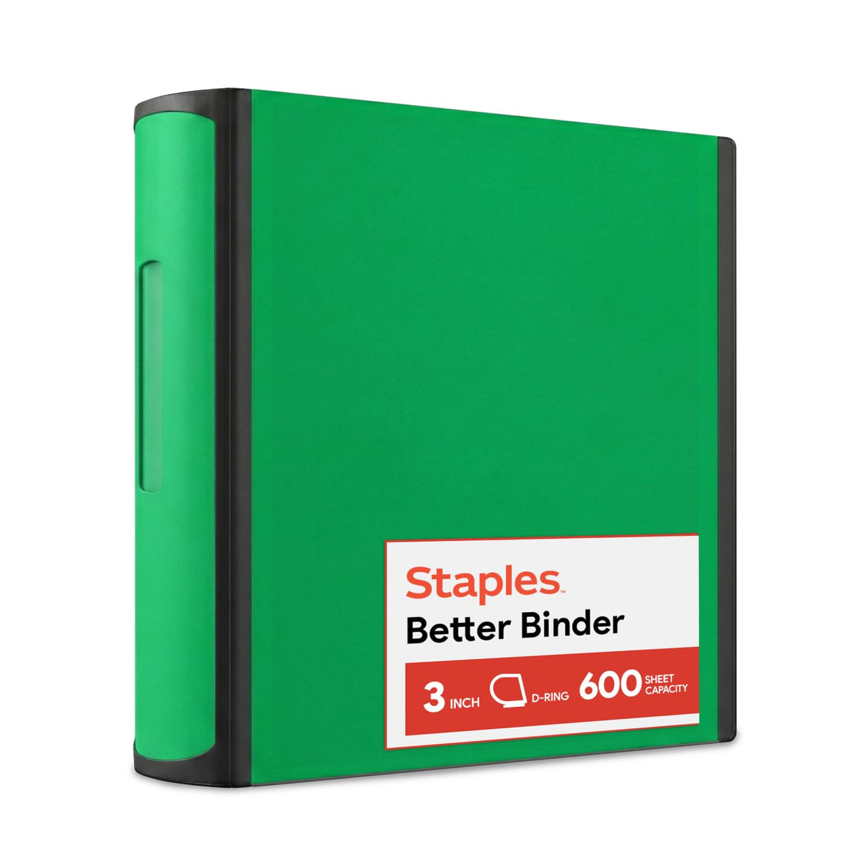 Staples Heavy-Duty 3-Inch D-Ring Binder, Green, Holds 600 Sheets