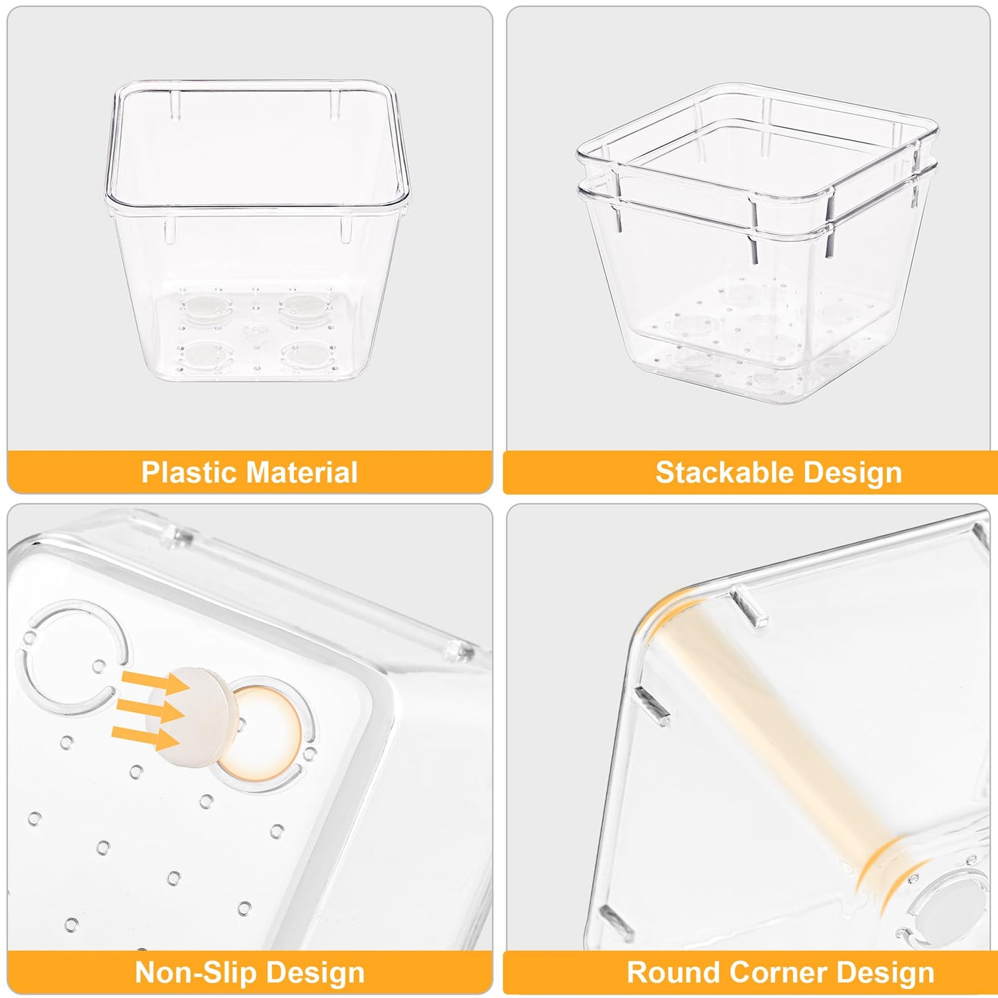 SMARTAKE 13-Piece Drawer Organizers with Non-Slip Silicone Pads, 5-Size