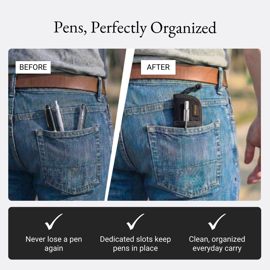 LOCHBY® Duo Pen Pouch | Slim and Elegant Pen Pouch, Durable Waxed Canvas, Lightly Padded for