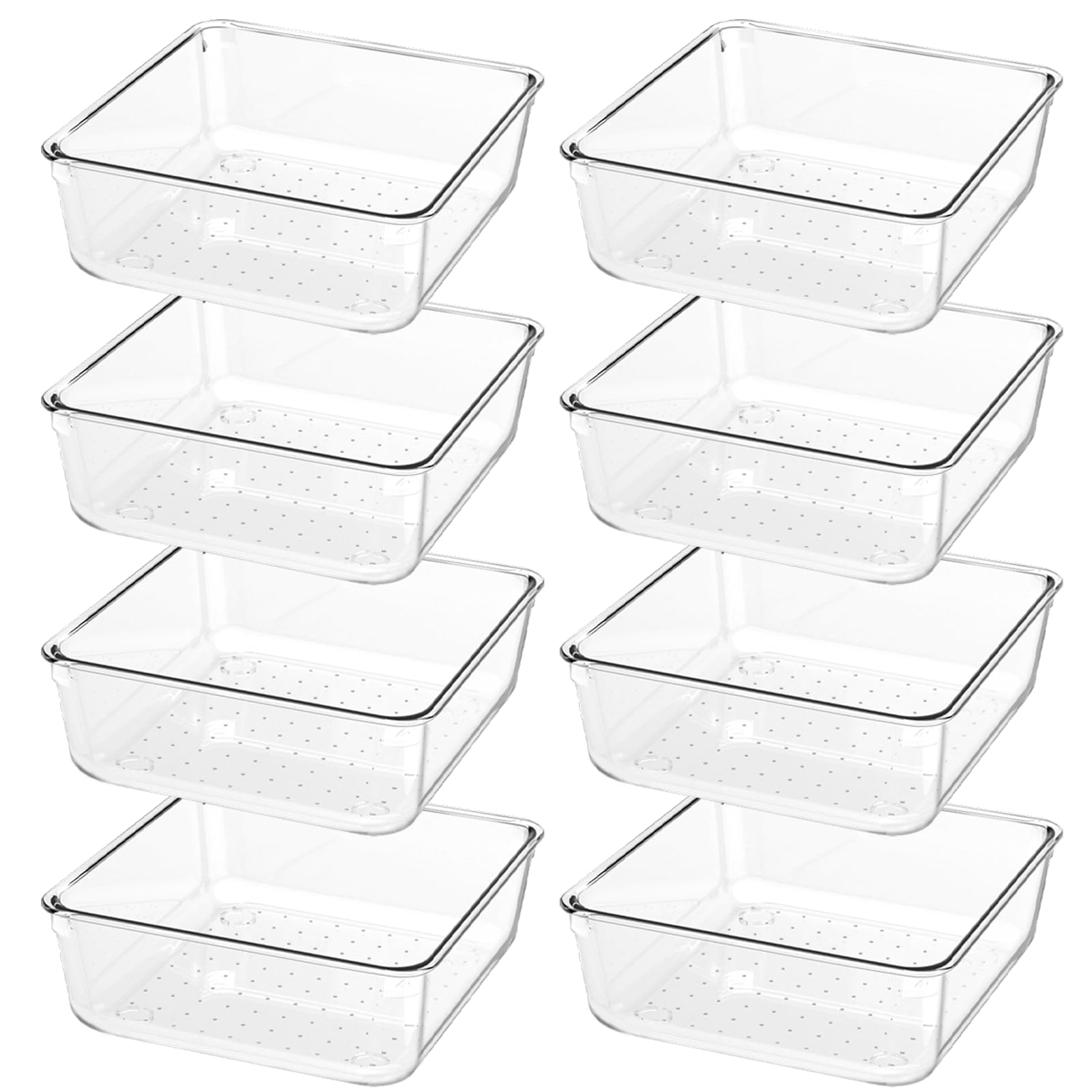 DUHARS 8 PCS Clear Plastic Drawer Organizer Tray, Acrylic Vanity Bathroom Drawer Organizers Trays