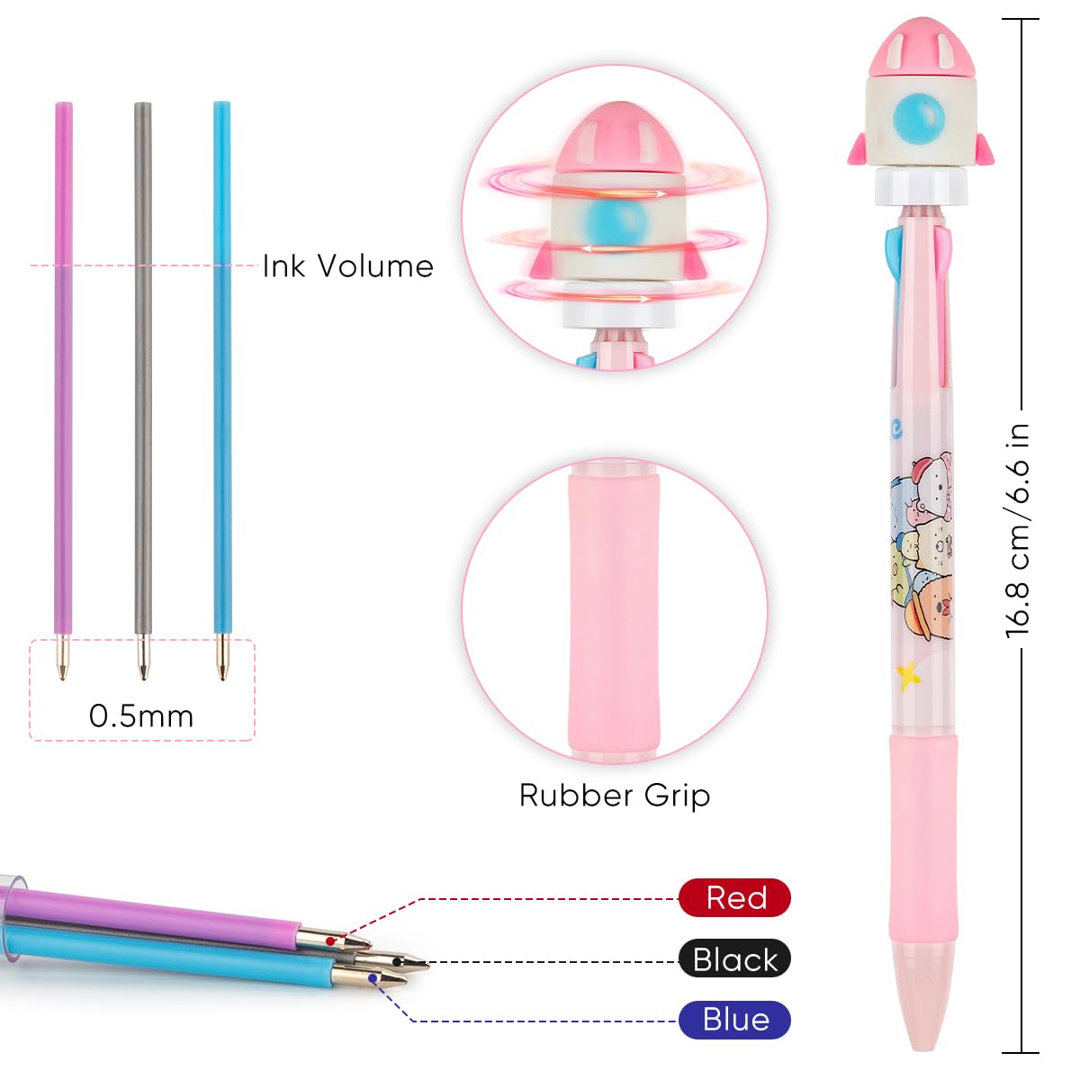 PGPBW 24 Fidget Spinner Easter Multicolor Pen in One 3-in-1 | Fun Cute Pens for Kids & Adults |