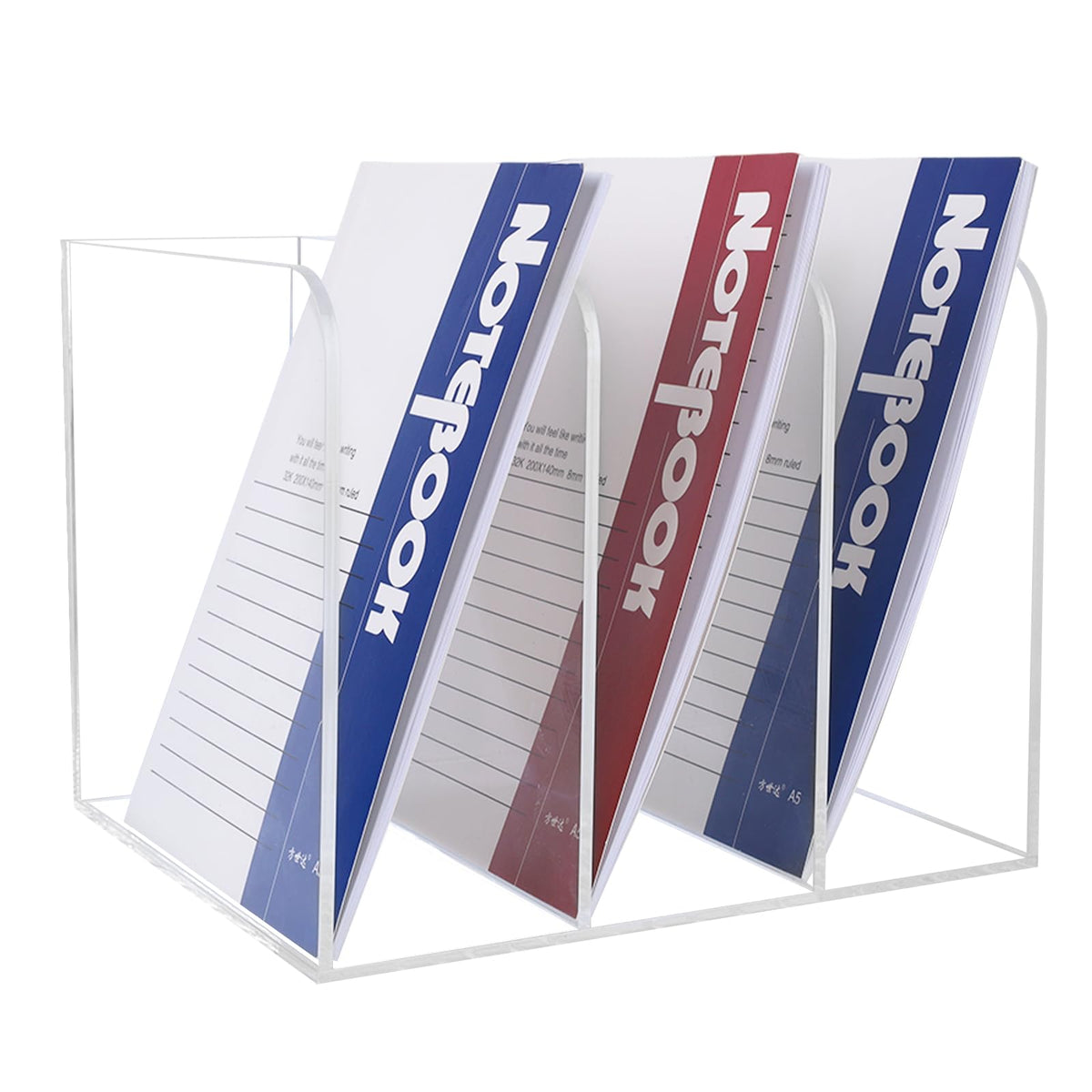 HMXLJJY Clear Acrylic Magazine Holder with 3 Compartments, Desktop File Organizer, Vertical