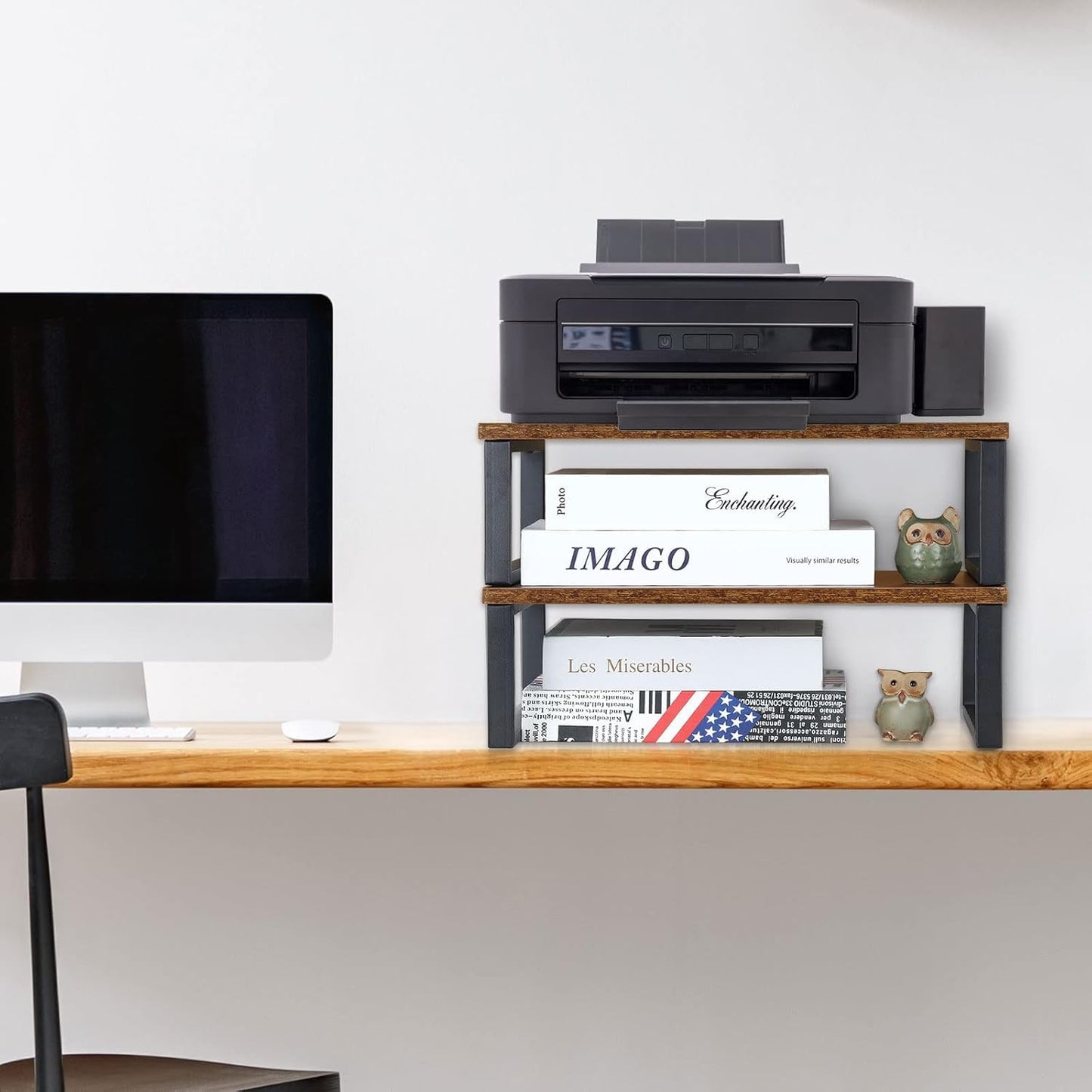 Wood Monitor Stand 2 Pack Monitor Riser for Desk, Brown