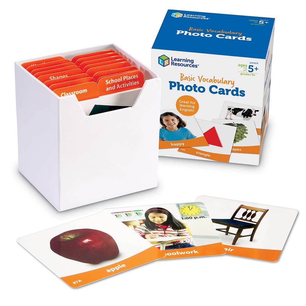 Learning Resources Basic Vocabulary Photo Cards, Vocabulary/Phonics Learning, Educational Games for