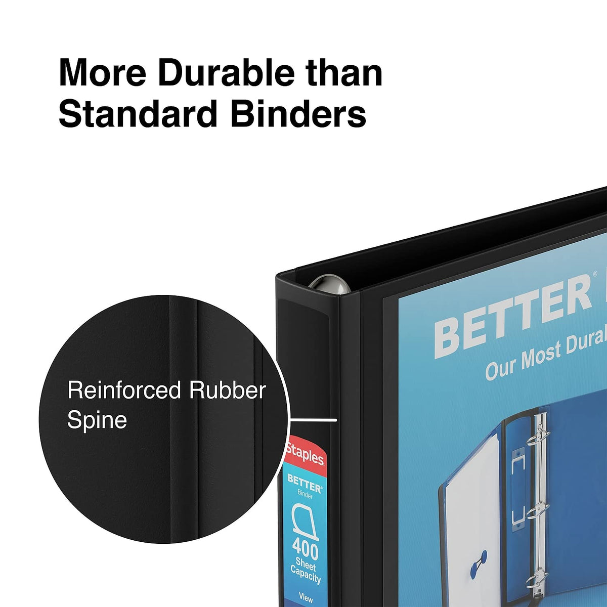 Staples Better Binder, 1.5 Inch D-Ring, Black, 400 Sheets, 3-Pack