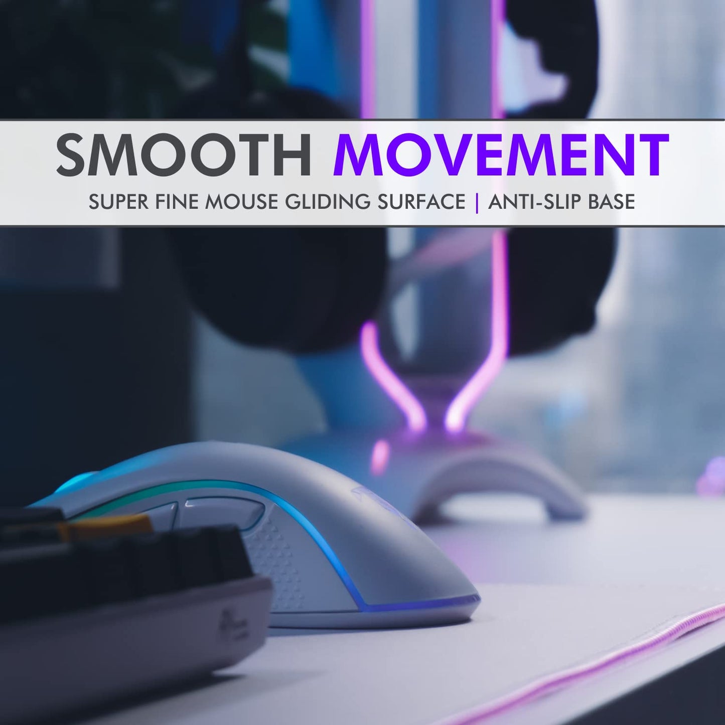 Tilted Nation Bone White Gaming Mouse Pad RGB - Large LED Mousepad - LED Desk mat with 8 Adjustable