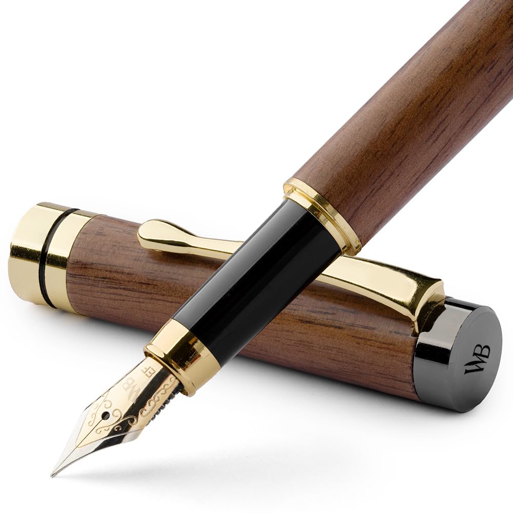 Wordsworth & Black Bamboo Wood Fountain Pen Set for Writing, Extra Fine Nib