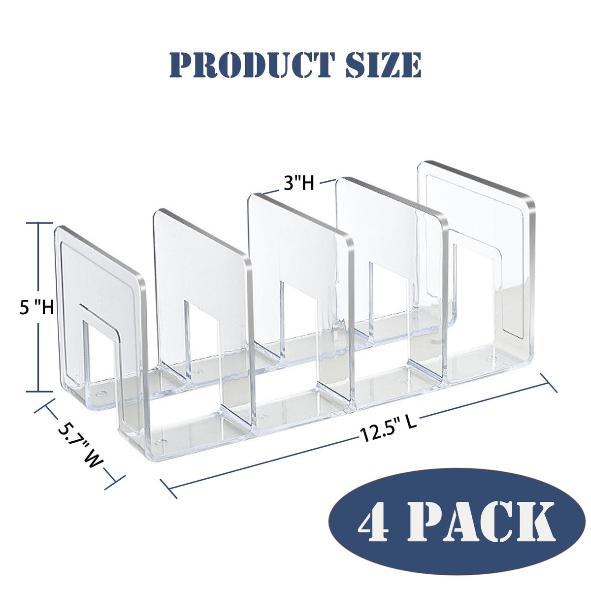 4 Pack Clear Acrylic File Organizer, Purse Organizer, File Sorter Desktop File Folder Organizer for
