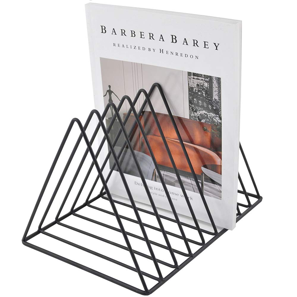 EASEPRES 9 Slot Magazine Rack Book Record Holder, Desktop Iron Storage Rack Bookshelf Multifunction