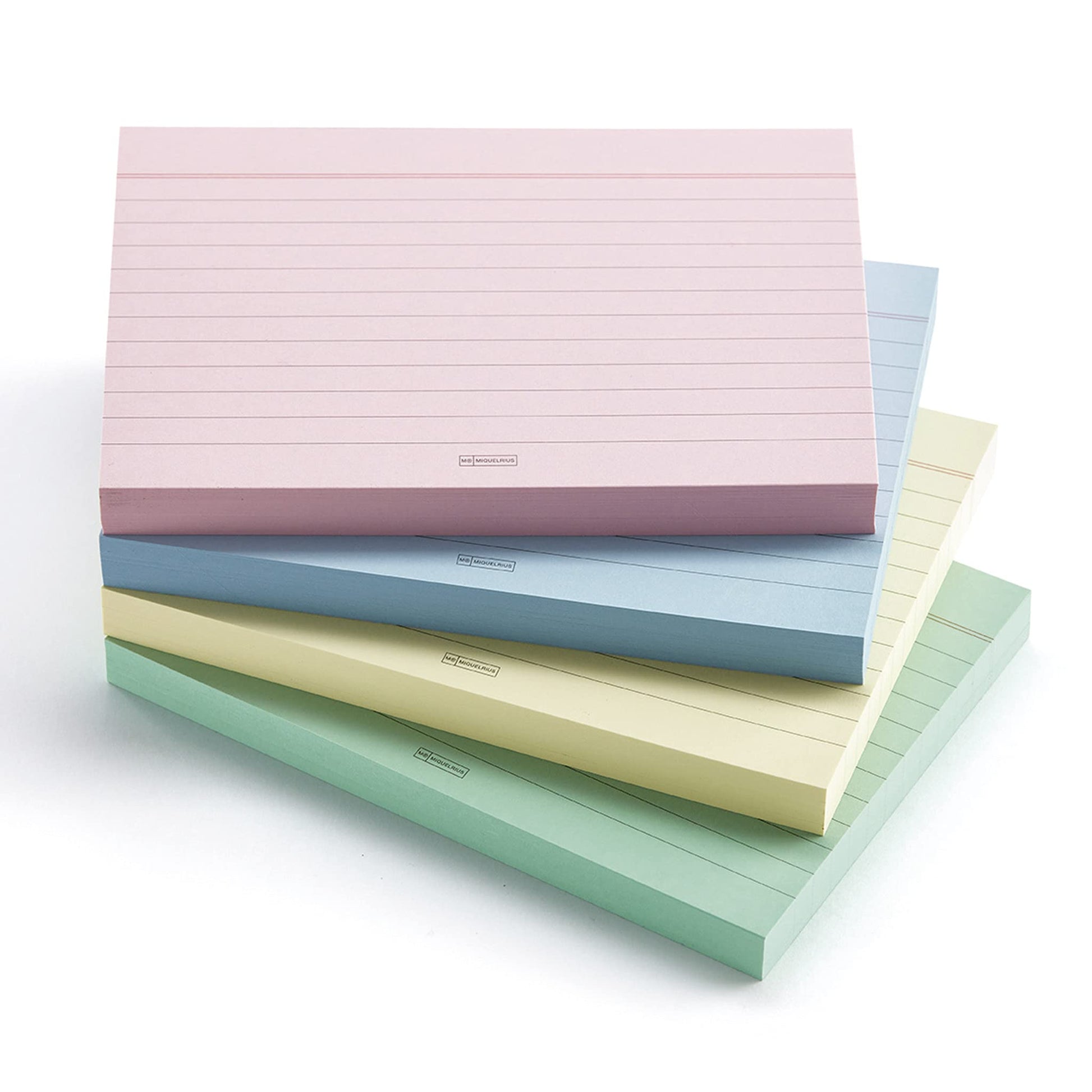 Miquelrius - Flashcards for Study, 200 Pastel Coloured Ruled Sheets, Size A6 (148 x 105 mm), Offset