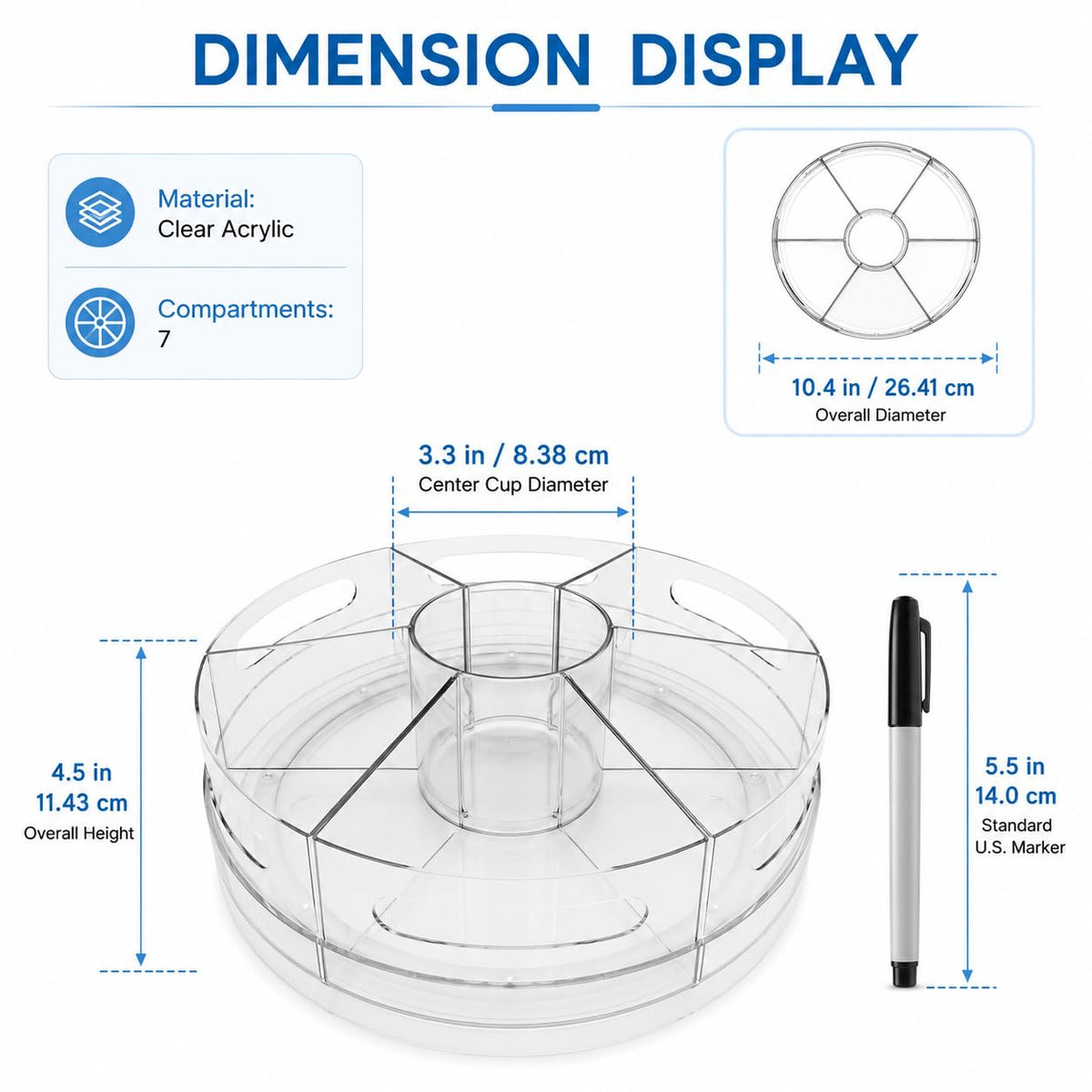 CraftGenes Clear Rotating Organizer, Acrylic Pen Holder, Marker Organizer